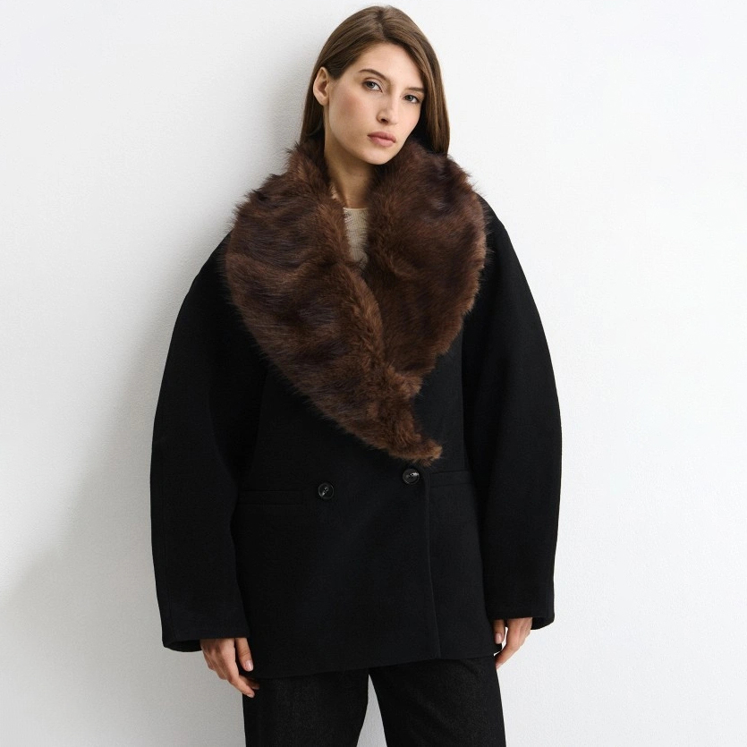 Kadınlar için Büyük Beden Çift - Wool Coat Peacoat incelemesi ve fiyatı